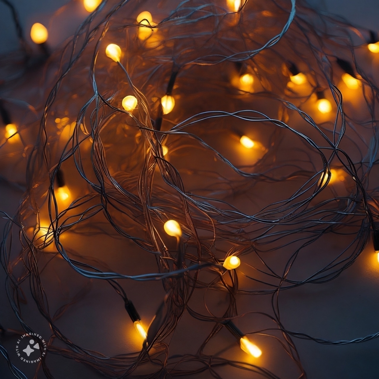 white christmas lights tangled up